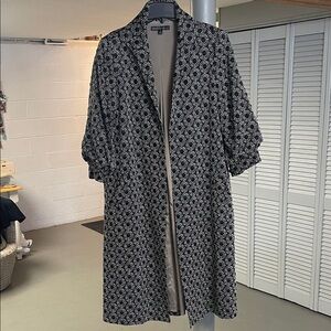 Lafayette 148 New York Black and White Geometric Long Coat